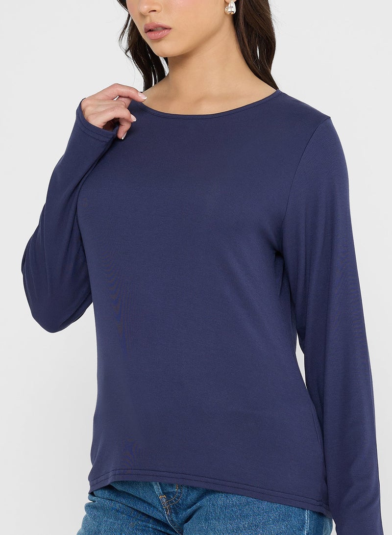 جينجر بيسيكس بلوزة بأكمام طويلة وياقة دائرية - Image 3